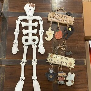 Wooden Halloween Skeleton and Decor Set